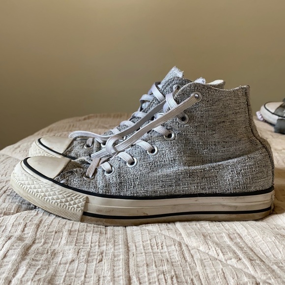 Silver and grey converse high tops. - Picture 3 of 7